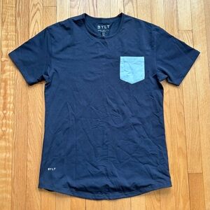 BYLT Men’s Tech Drop-Cut LUX Pocket Crewneck Short Sleeve T-Shirt Medium Blue